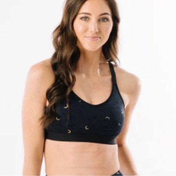 ZYIA Navy Gold Moon Terrance Luxe Bra and Matching Leggings Set. B10 - Picture 2 of 8